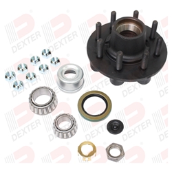 Dexter® 8-6.5" Bolt Circle Grease Trailer Hub 5/8" Studs with Parts and 90 Degree Cone Nuts for an 8,000 lbs. Trailer Axle - K08-287-9B